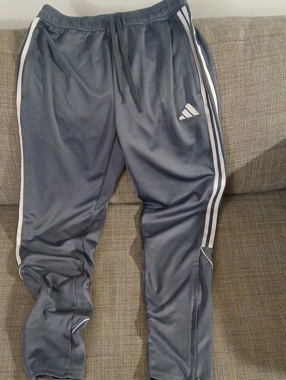 adidas Youth Charcoal Gray Joggers with White Stripes